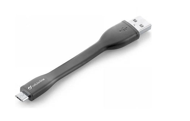 *NY - Cellularline Kort flexibel laddkabel Micro-USB 11cm - Svart