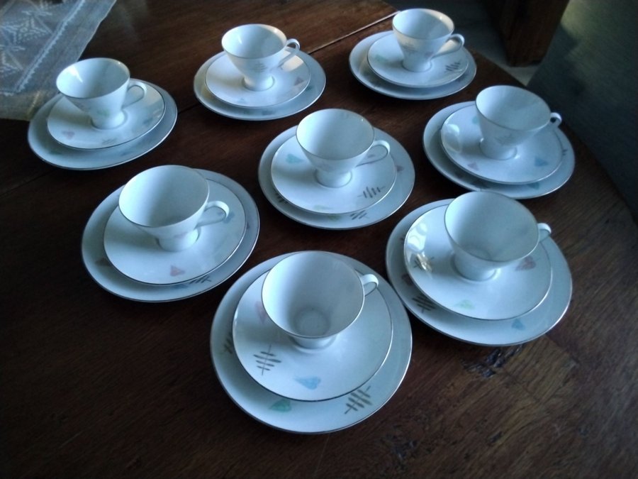 Vintage kaffeservis Mitterteich +7 delartelier Glifflenberg 36 delar