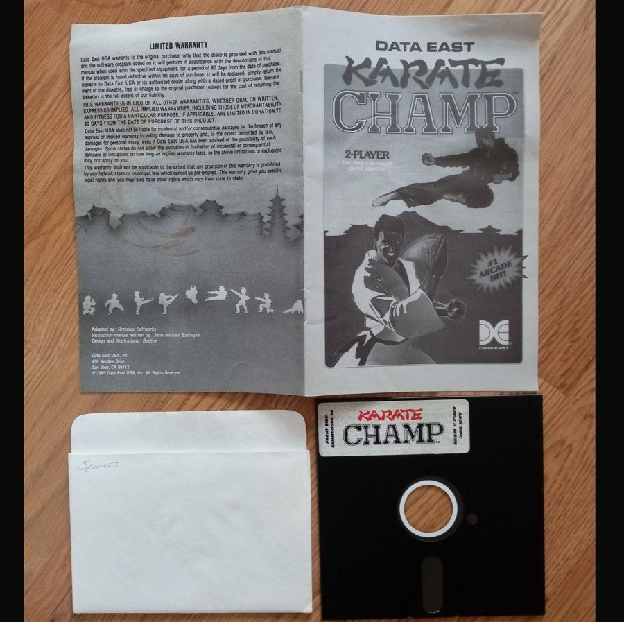 Karate Champ (Data East) Disk + Manual ->TESTAD<- Commodore 64 / C64 Spel