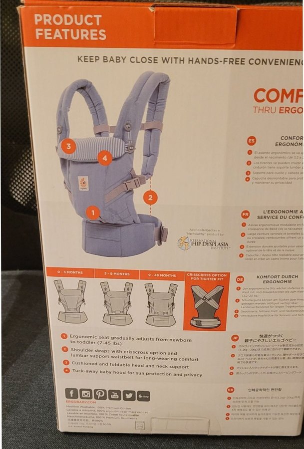 Ergobaby Adapt 3 Position Baby Carrier - Blå