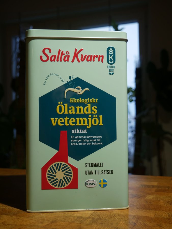 Mjölburk Saltå Kvarn Plåtburk Retro Burk plåt Mjöl Ölands Vetemjöl