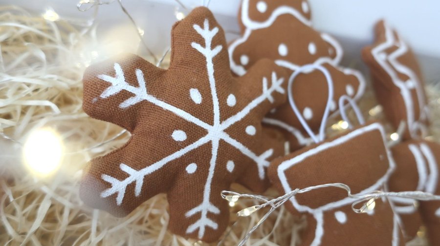 10st Handgjorda pepparkakor julpynt hängande dekoration girlang julgranspynt