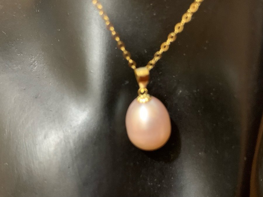 Cute Real Pearl Gold pendant 18k gold - stone queen