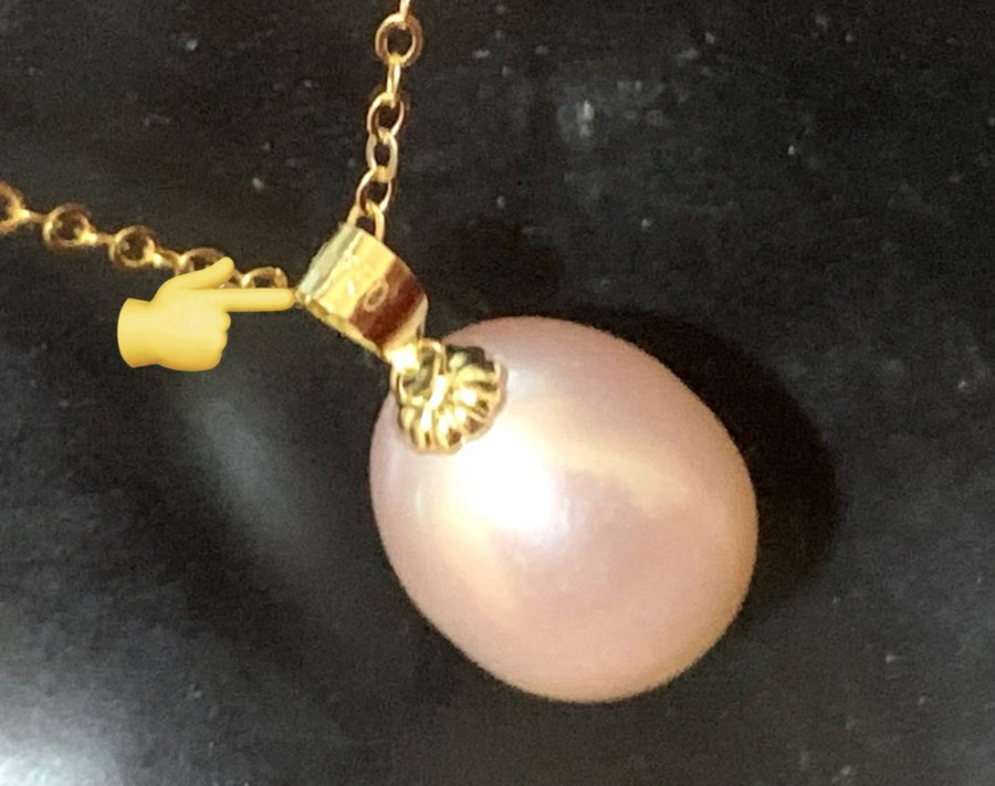 Cute Real Pearl Gold pendant 18k gold - stone queen