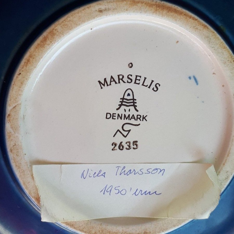 NILS THORSSON Aluminia Marselis No.2635 Danmark Stentøj Fad. Dansk Keramisk Skål