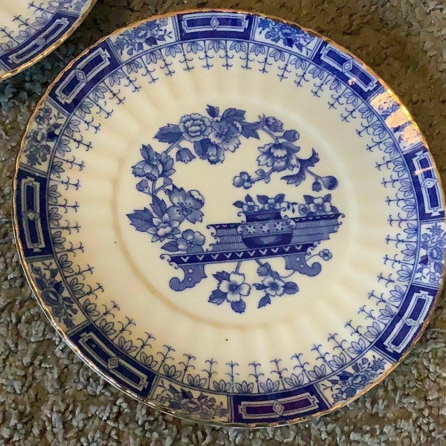 5 st Assietter porslin sannolikt Asien china blue bavaria kinesiskt kaffefat?