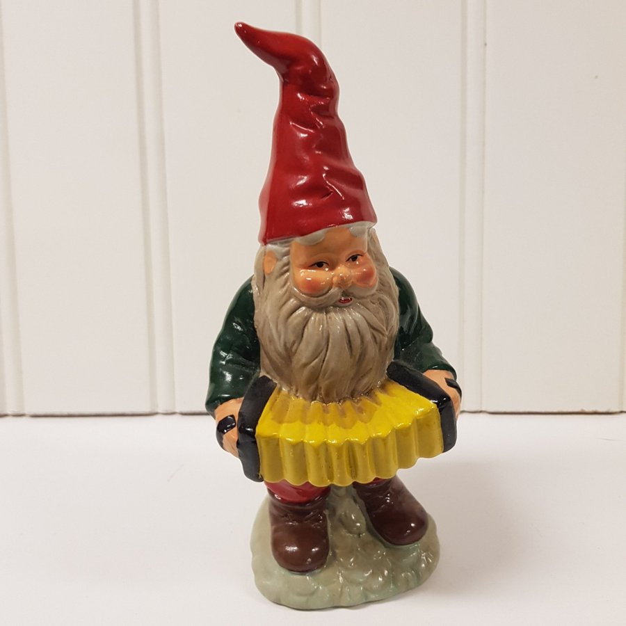 Tomte med dragspelkeramikretro/vintageH21 cm