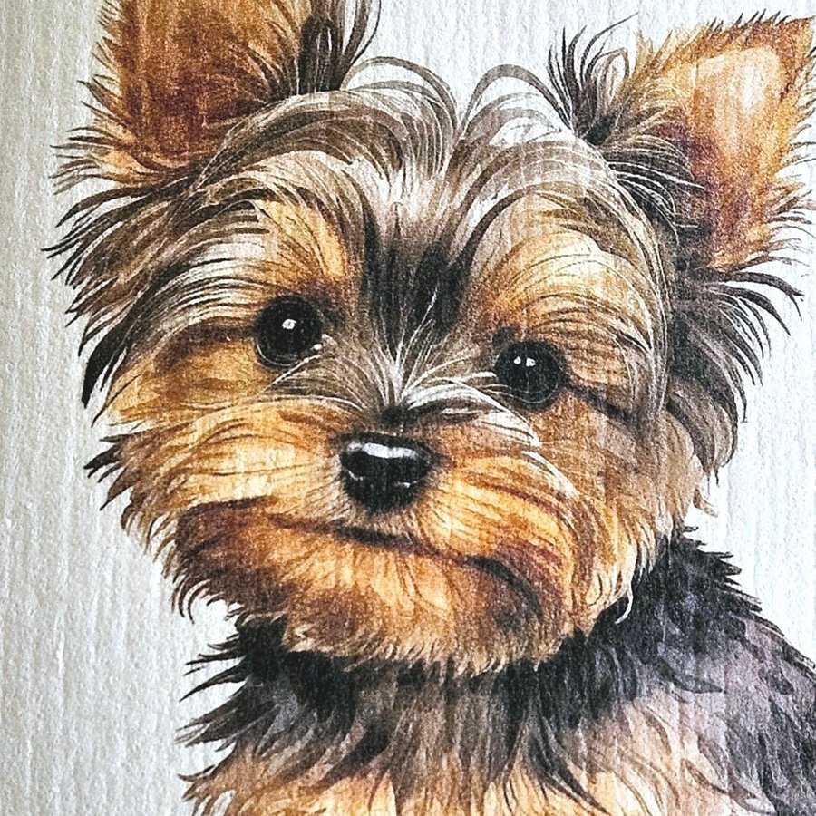 Disktrasa wettex duk tryck print Yorkshire terrier