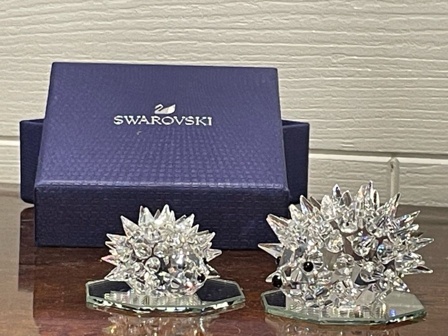 2 st Swarovski Igel Figuriner Kristall