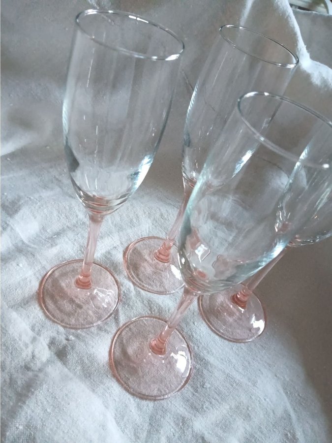 Champagneglas med rosa fot Pink BlushLuminarc France