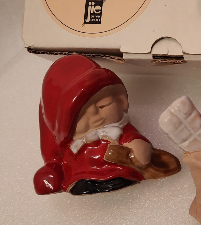 2 st Jie Keramik tomte keramiktomte Eva Jarenskog keramik figurin jul retro