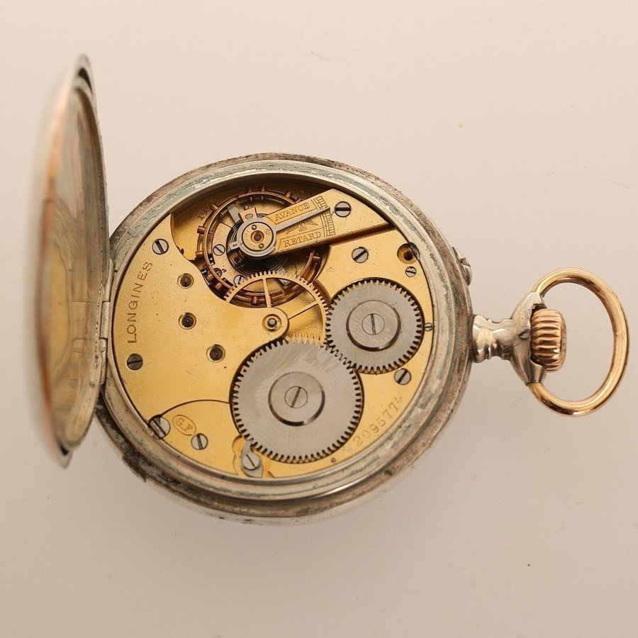 FICKUR, Longines, silver Diameter cirka 5 cm. Märkt Axel Holm Katrineholm.