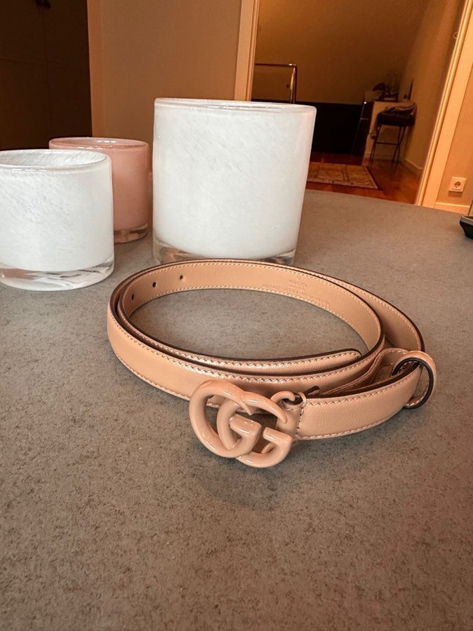 Kvitto / Box / Gucci rosa beige bälte