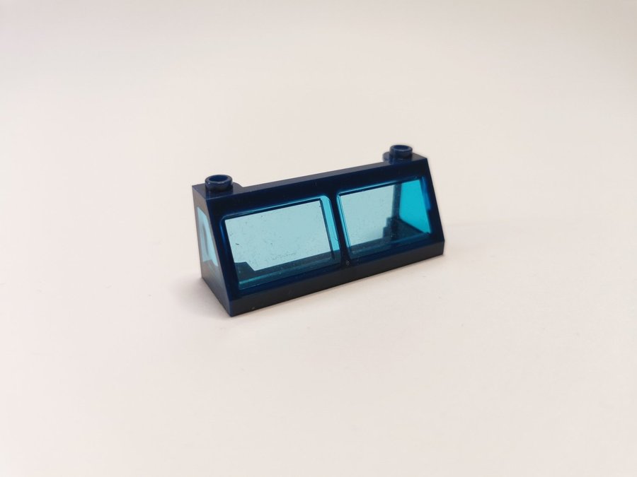 Lego - fönster - med ruta - 2x6x2 - part 6567c03 - mörkblå/trans light blue