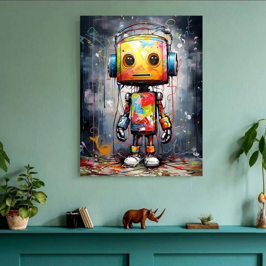 Canvas Poster Robot Inredning Barnrum 40x30 cm