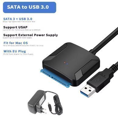 SATA 3 till USB 3.0-kabeladapter 3.5 HDD 2.5 SSD-adapter