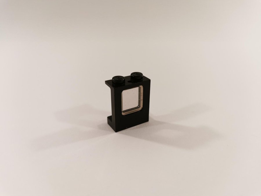 Lego - fönster - karm - solid - 1x2x2 - part 2377 - svart / trans black