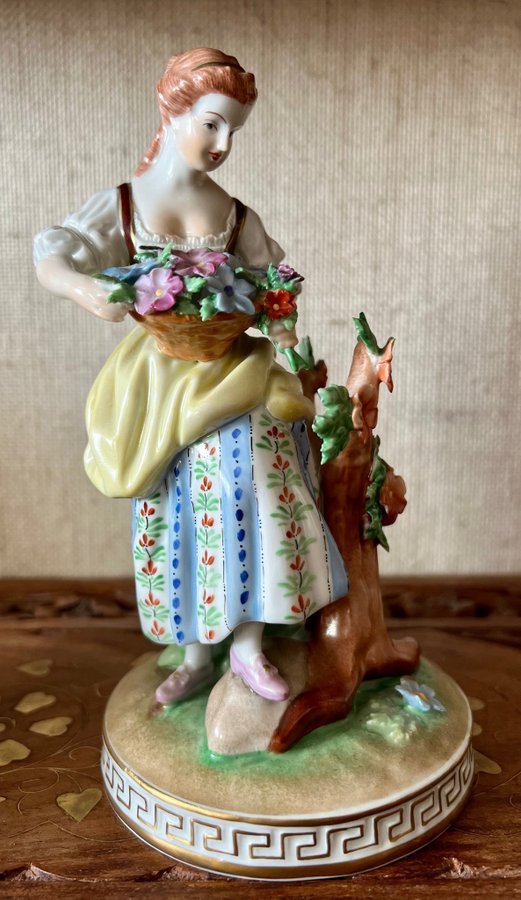 Vintage Figurin porslin Dresden Art St 2 18 cm