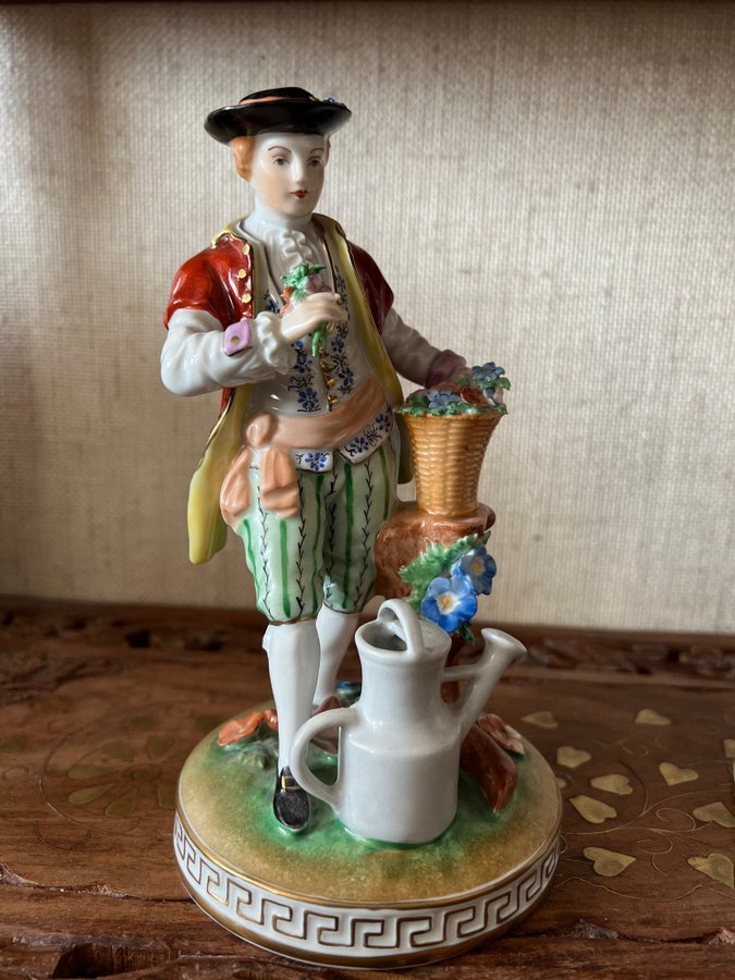 Vintage Figurin porslin Dresden Art St 2 18 cm