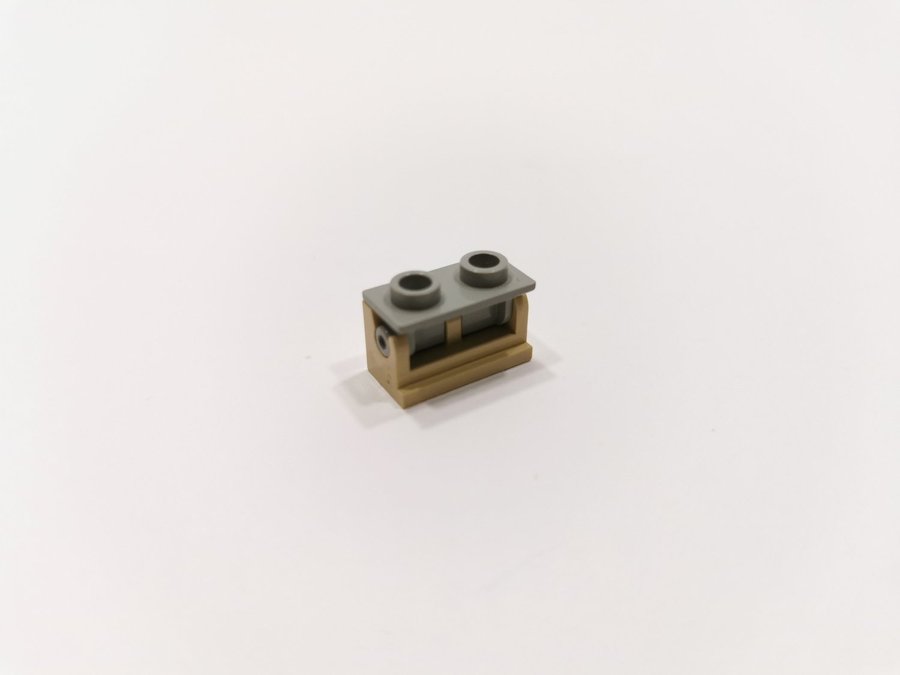 Lego - hinge - böjbar - ledad - 1x2 - part 3937 / 3938 - tan / ljusgrå (old)