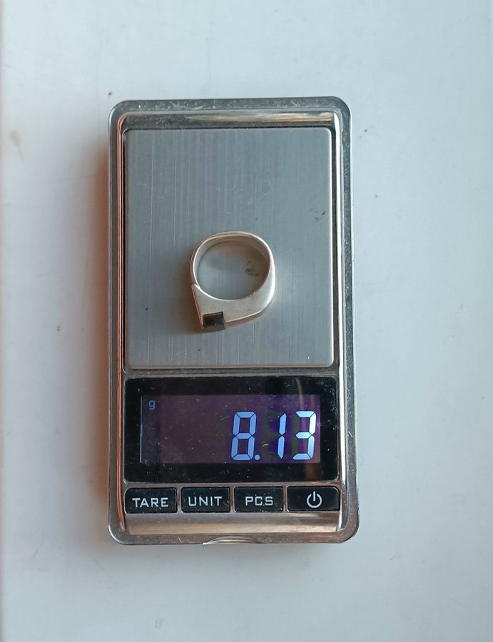 Vacker  Rejäl Ring Sterling Silver 1 Ädelsten Tigeröga 18 Ø 813 GRAM Bra Skick