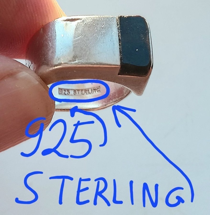 Vacker  Rejäl Ring Sterling Silver 1 Ädelsten Tigeröga 18 Ø 813 GRAM Bra Skick