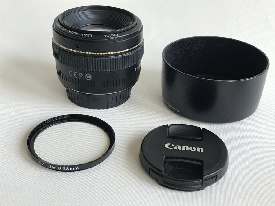 Canon EF 50mm f/1.4 USM ljusstarkt objektiv i nära nyskick