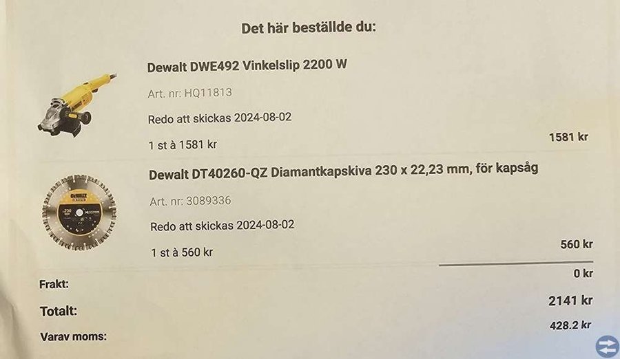 Vinkelslip Dewalt