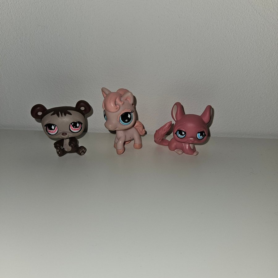 3 stycken Littlest Pet Shop figurer