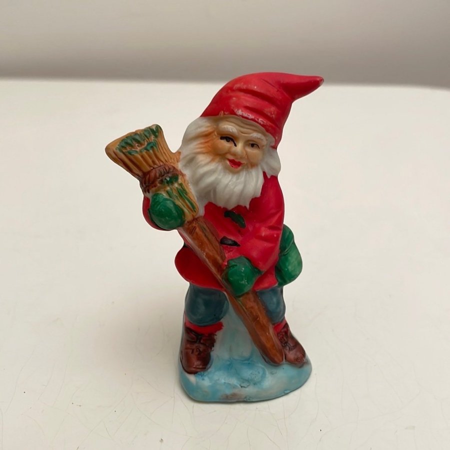 Vintage Liten Tomtefigur i porslin Jul Dekoration