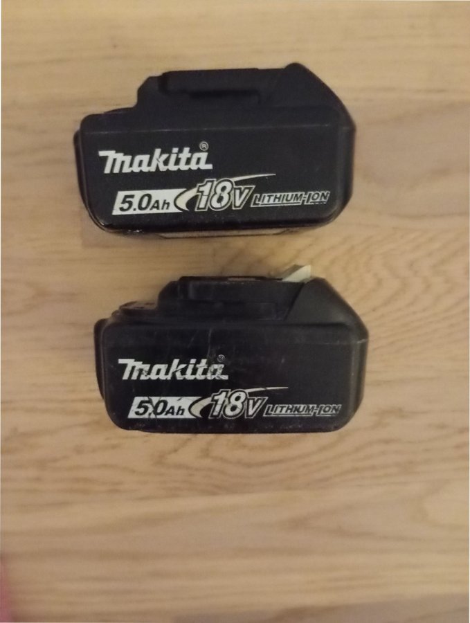 2 st Makita 18V 5.0Ah Batterier