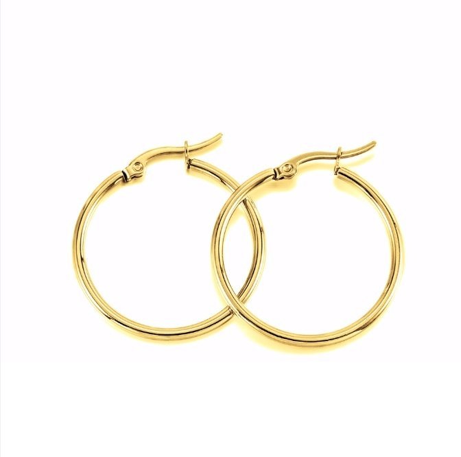 30mm guld creol örhängen kreol ring hoops i rostfritt 316L stål steel gul blank