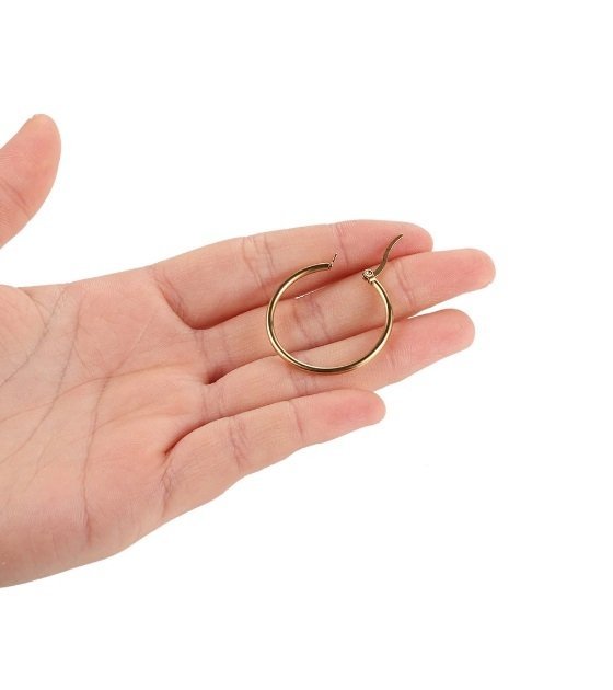 30mm guld creol örhängen kreol ring hoops i rostfritt 316L stål steel gul blank