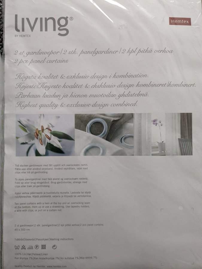 Nya panelgardiner / gardinvepor 2 st i lin från Hemtex