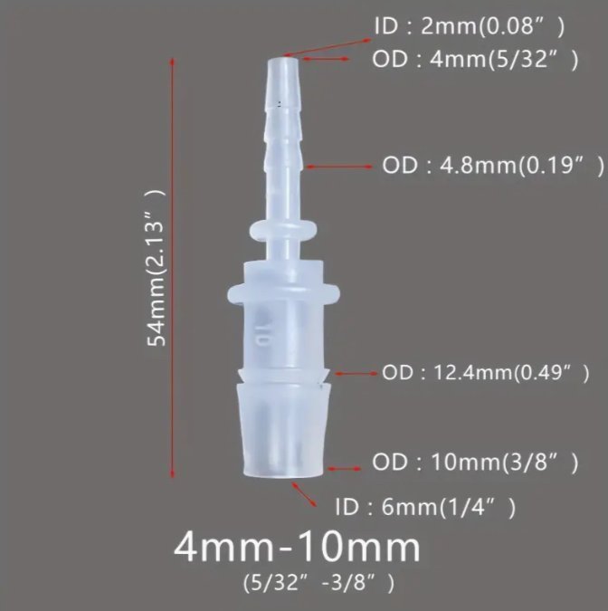 Adapter till microbevattning. Innerdiameter 10mm till 4mm. 2st.