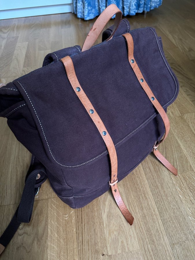 Handcrafted Vintage canvas backpack with leather straps