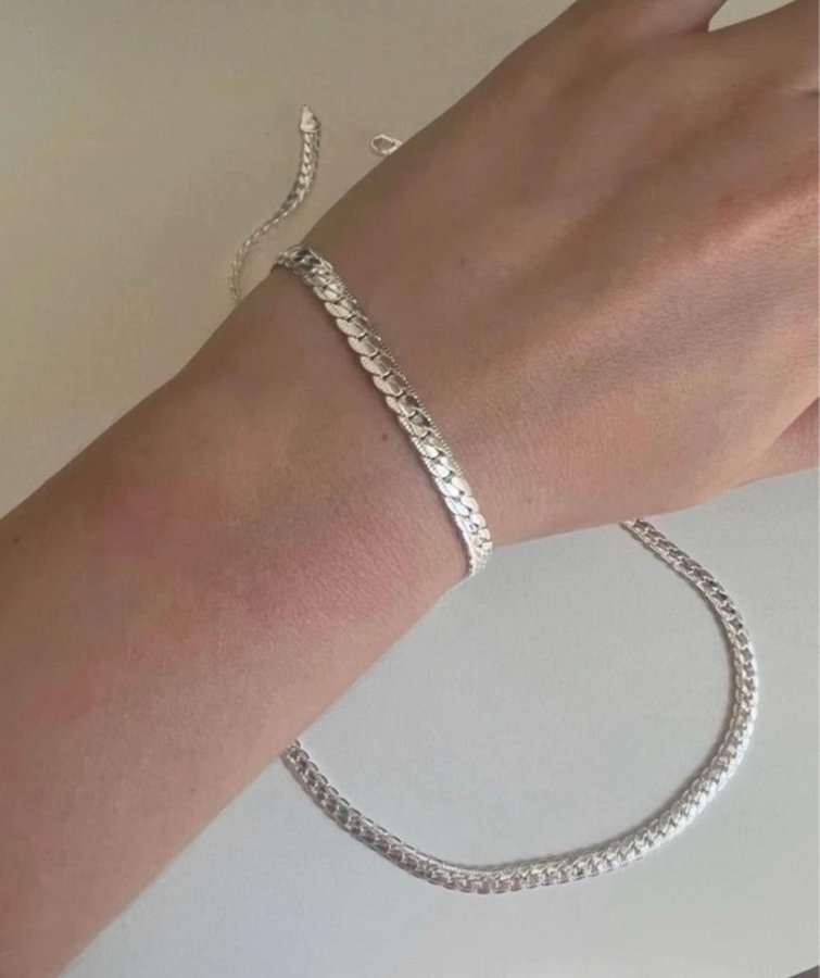 Halsband och armband sterling silver set Nytt