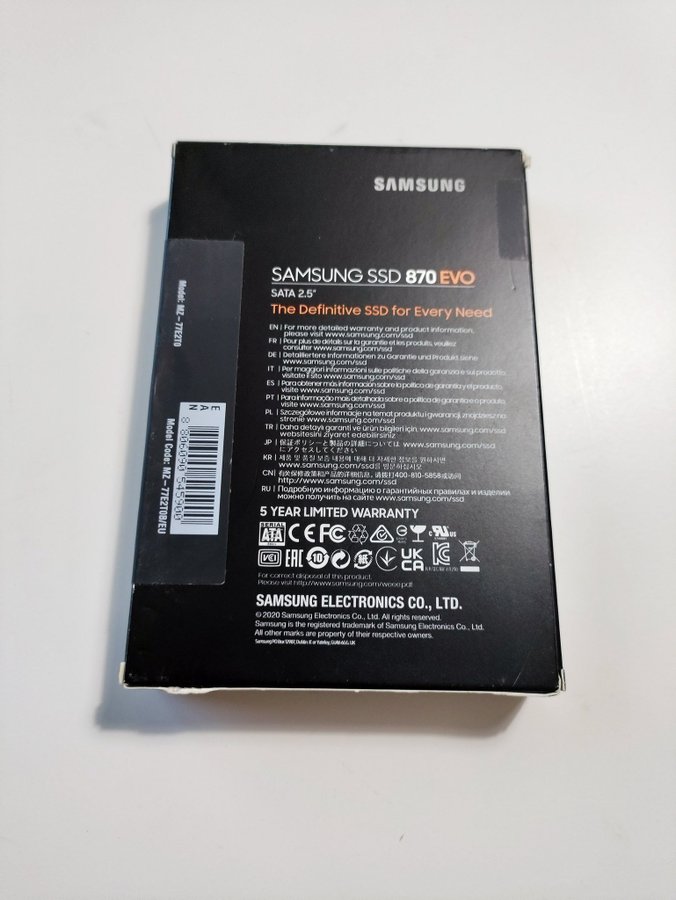 Samsung 870 EVO SSD 2TB - Helt ny och oanvänd