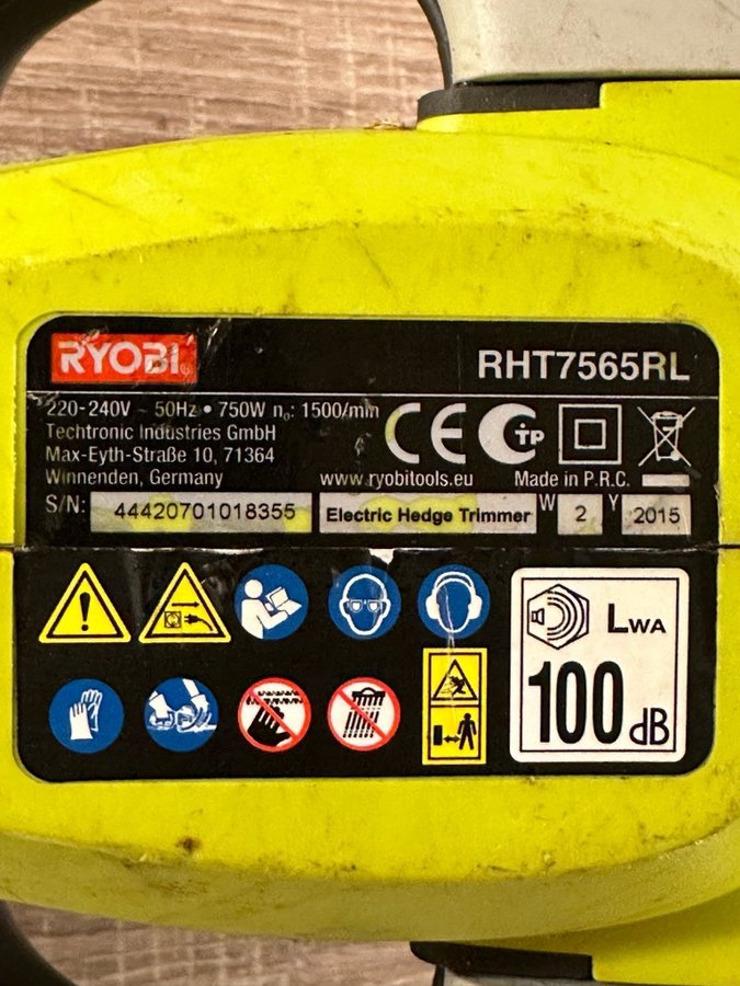 Ryobi RHT7565RL Häcksax