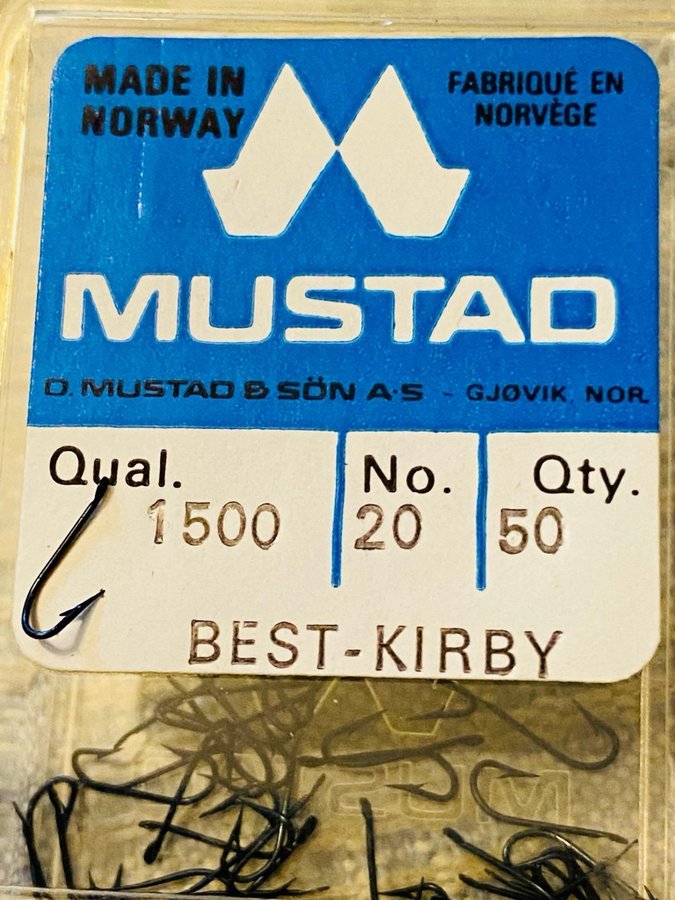 MUSTAD BEST-KIRBY nr20 Qual 1500 50st minikrokar i sin original ask !