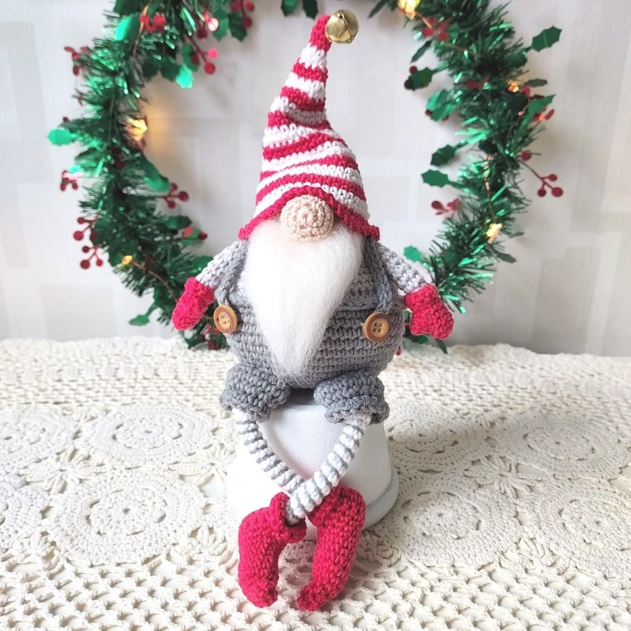 Handvirkad 28 cm Gnome Tomte Jultomte Julpynt Jul Pynt Prydnad Julprydnad Santa