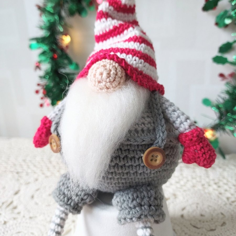 Handvirkad 28 cm Gnome Tomte Jultomte Julpynt Jul Pynt Prydnad Julprydnad Santa