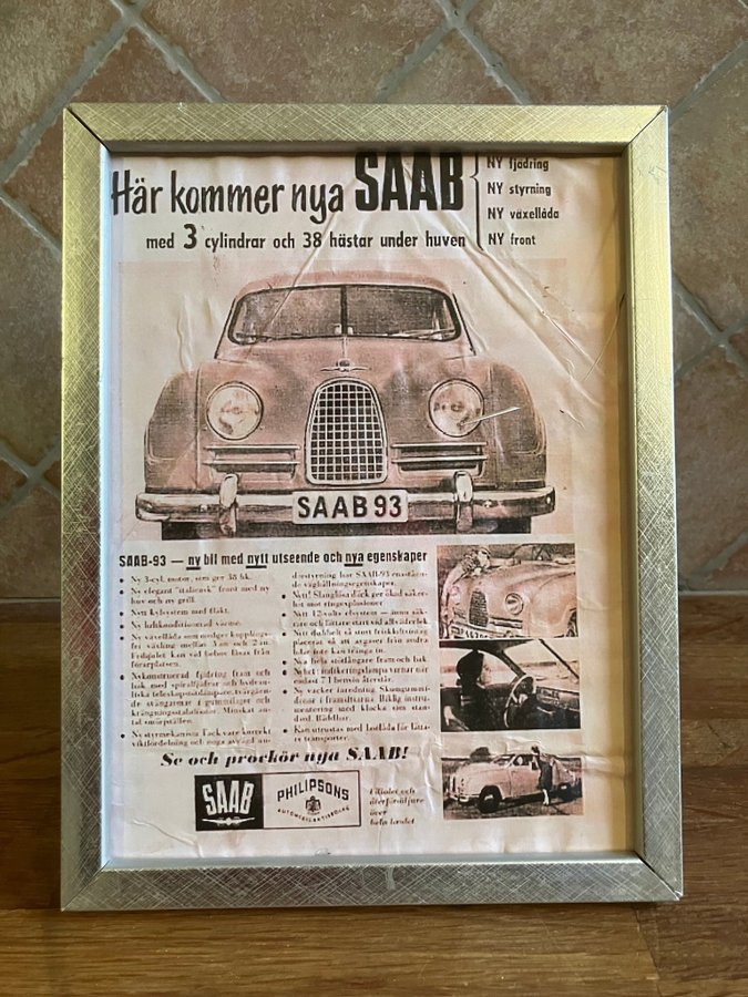 Reklam tavla SAAB 93 / retro