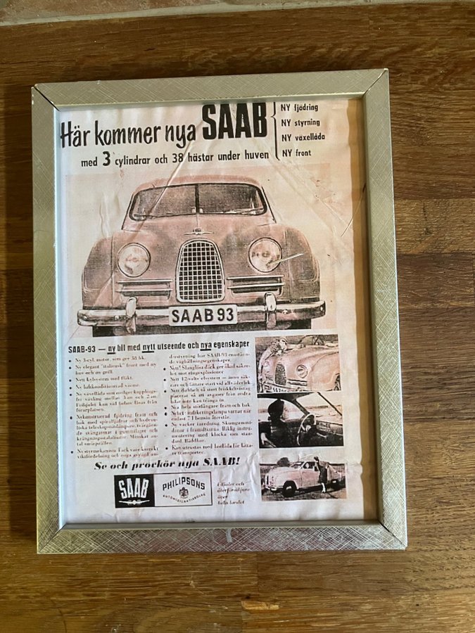 Reklam tavla SAAB 93 / retro