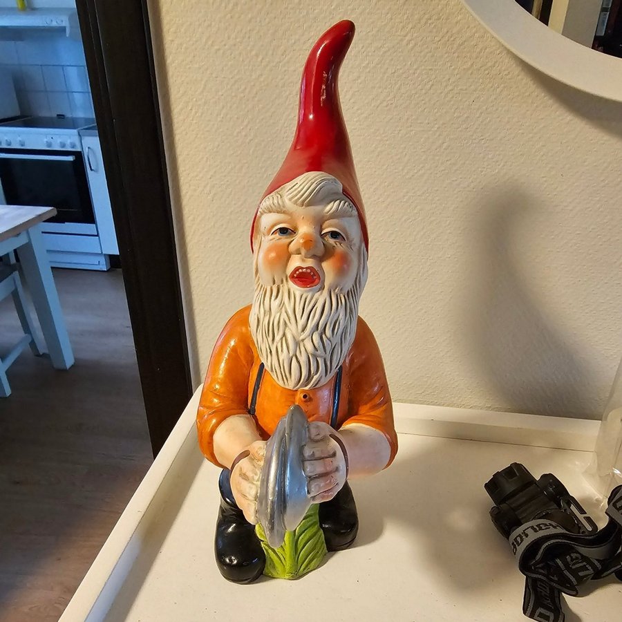 Stor Tomte med cymbaler . Från Tyskland ? -Retro H35cm