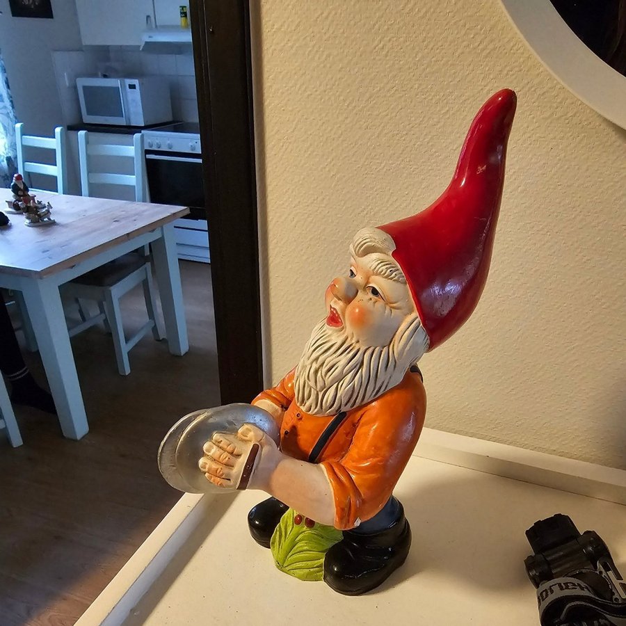 Stor Tomte med cymbaler . Från Tyskland ? -Retro H35cm