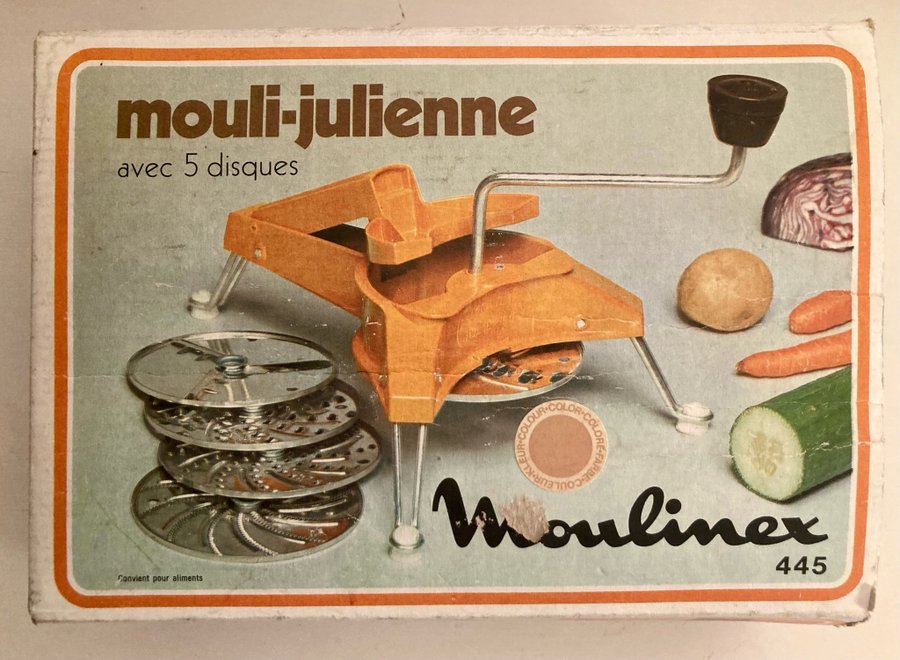 Retro Mouli Julienne råkostkvarn ”Månlandare” Slicer. Moulinex. Made in France.