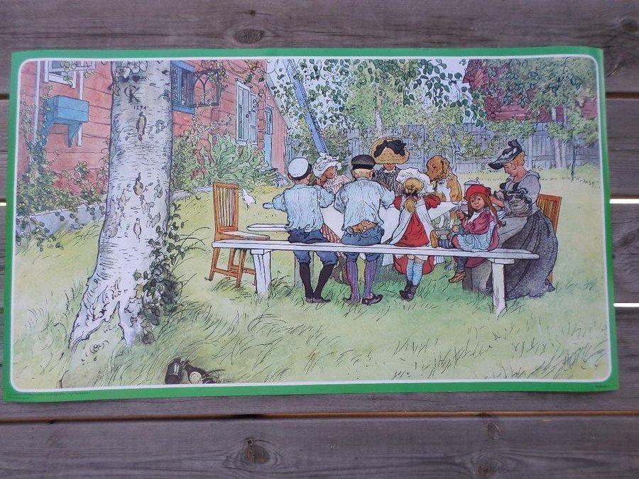 CARL LARSSON. ÄLDRE PAPPERSBONAD. FRUKOSTMÖTE UNDER BJÖRKEN.