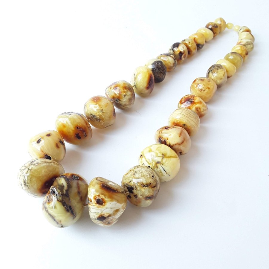 Multicolor chunky Baltic amber bead necklace, Long amber necklace for women