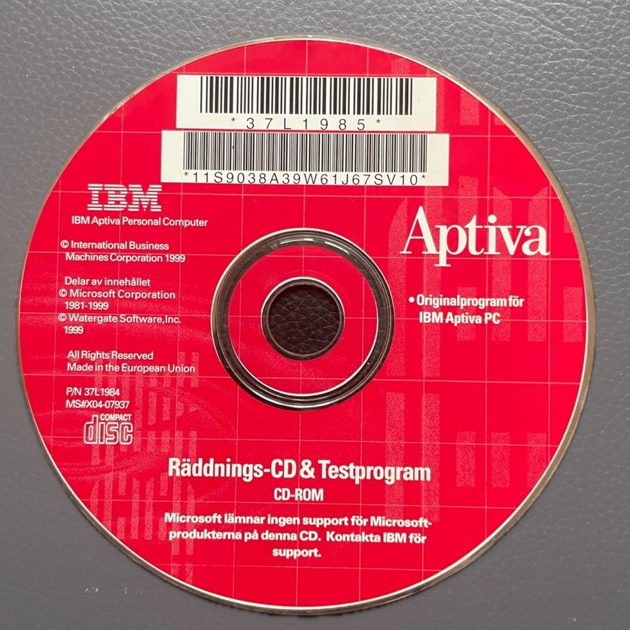 IBM Aptiva Originalprogram för CD-ROM